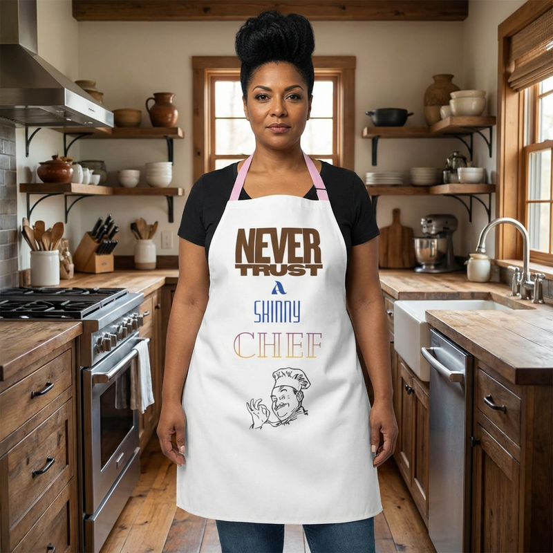 Never Trust a Skinny Chef Apron — Funny Kitchen Cooking Bib - Gift Ideas