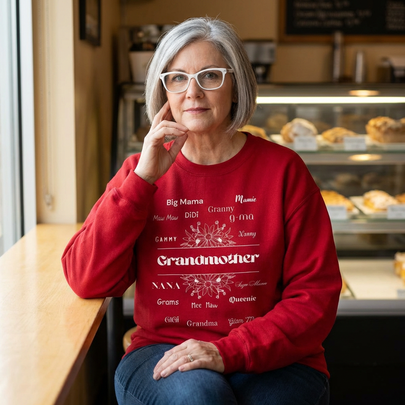 Grandmother Floral Names Sweatshirt — Cute Grandma Gift