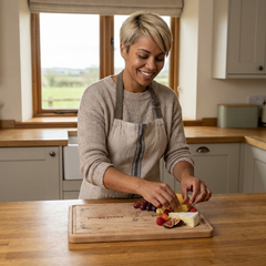 Engraved Cutting Board(CURLY BORDER) — "Good Mood Good Food" Wooden Serving & Prep Board