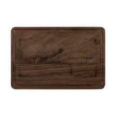 Engraved Cutting Board(CURLY BORDER) — "Good Mood Good Food" Wooden Serving & Prep Board
